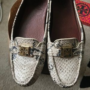 Tory Burch Snake Print Kendrick Driver Loafers